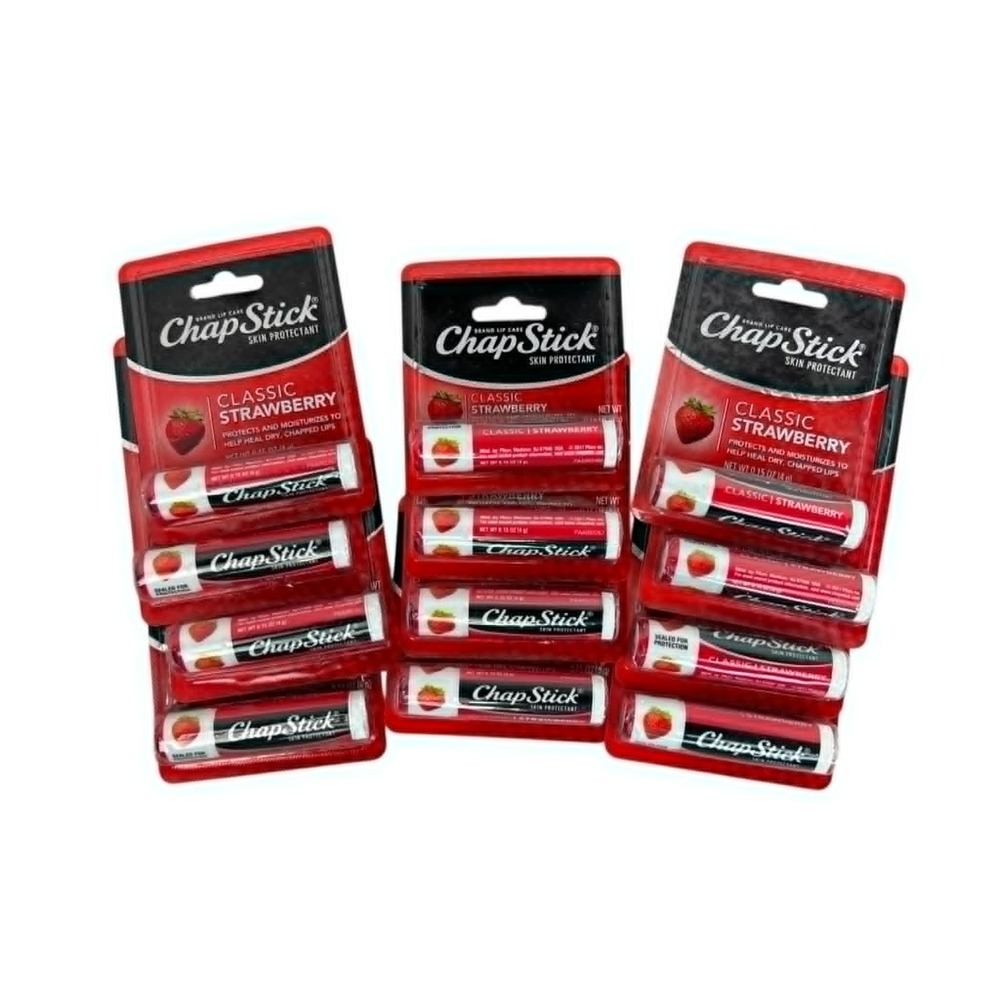 Chap Stick Lip Balm Each Pkg= 1 Strawberry Tube, 12 Pkgs Bundle